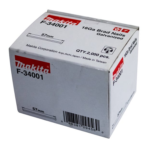 MAKITA 57 x 1.6mm EG 16GA C Nail Brad 2000Box F34001