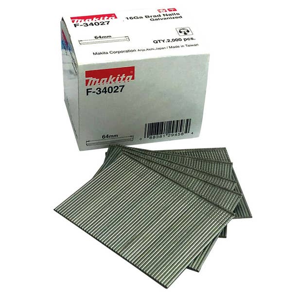 MAKITA 64 x 1.6mm EG 16GA C Nail Brad 2000Box F34027