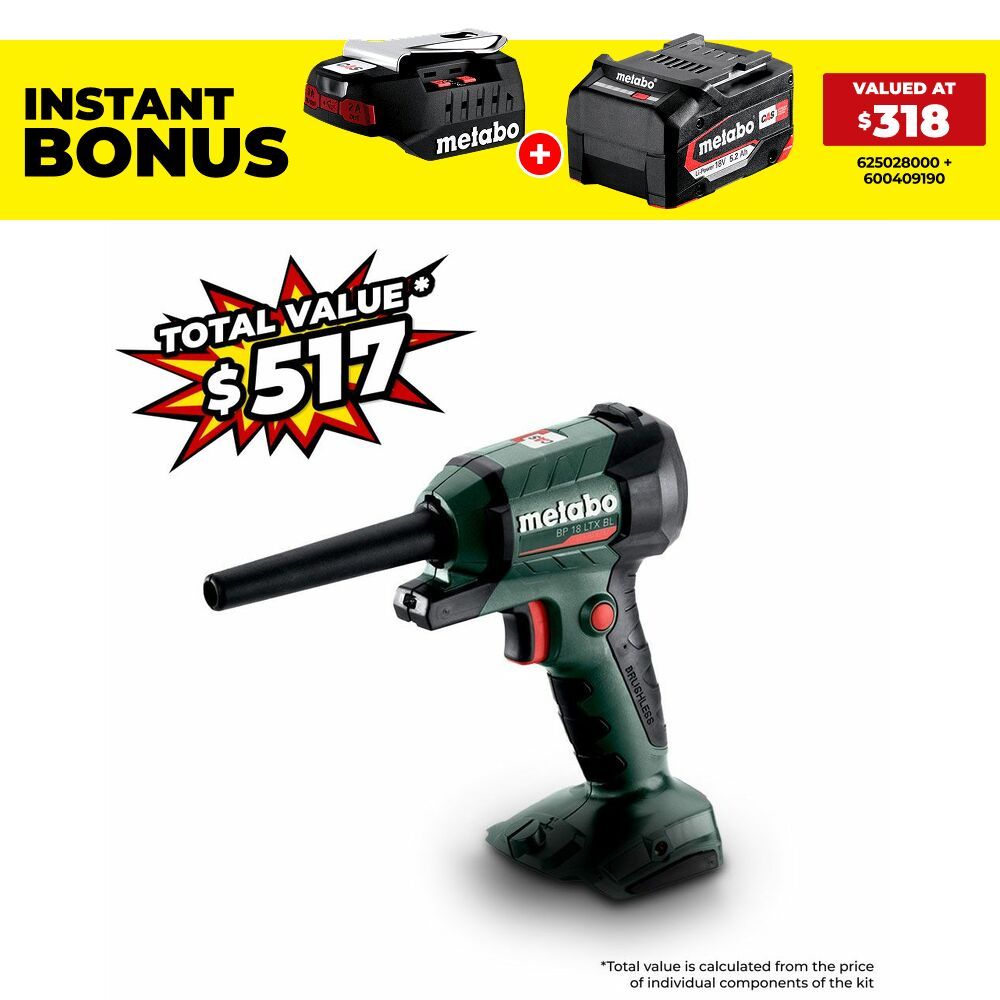 Metabo BP18LTXBL (600798850) 18V Li-ion Cordless Brushless Blow Gun- Skin Only