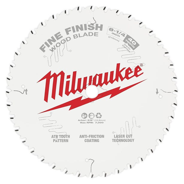 MILWAUKEE 210mm (8 1/4") Fine Finish 40T Circular Saw Blade 48408822