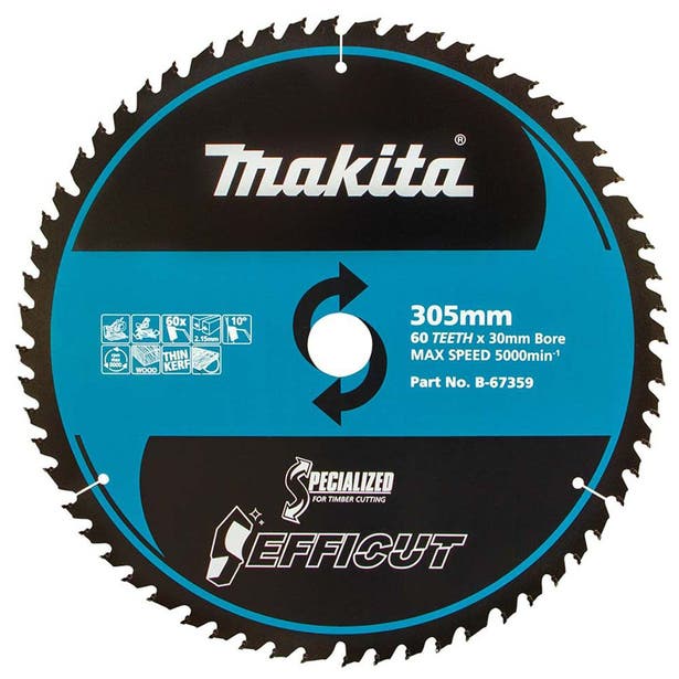MAKITA 305mm 60T TCT Circular Saw Blade for Wood Cutting - Mitre Saws - EFFICUT B-67359