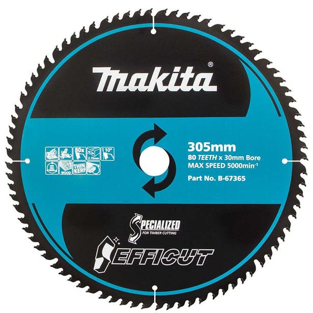 MAKITA 305mm 80T TCT Circular Saw Blade for Wood Cutting - Mitre Saws - EFFICUT B-67365