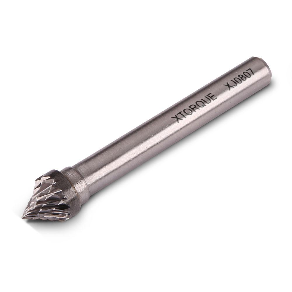 Xtorque XJ0807 8mm x 7mm 1/4" Shank Tungsten Carbide 60° Cone Double Cut Burr