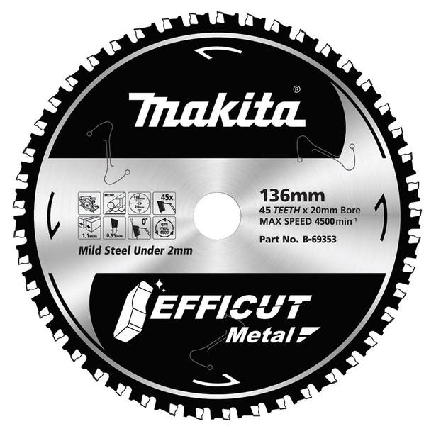 MAKITA 136mm 45T TCT Circular Saw Blade for Metal Cutting - EFFICUT