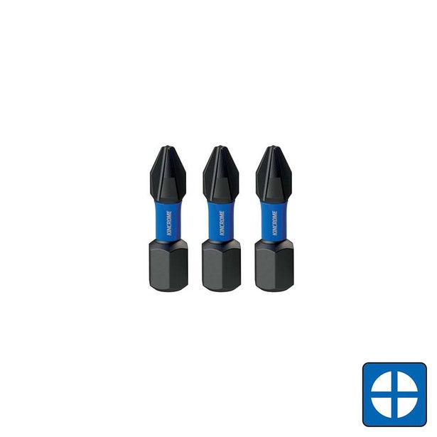 KINCROME 3 Piece 25mm Phillips #3 Impact Bit K21252