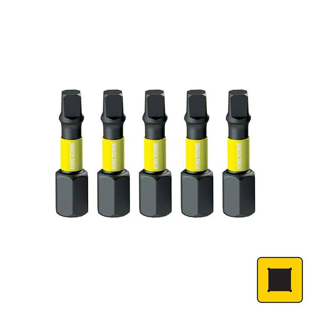 KINCROME 5 Piece 25mm Square #2 Impact Bit K21271