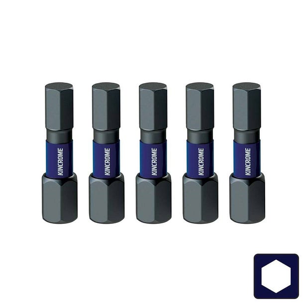 KINCROME 5 Piece 25mm Hex 5mm Impact Bit K21338