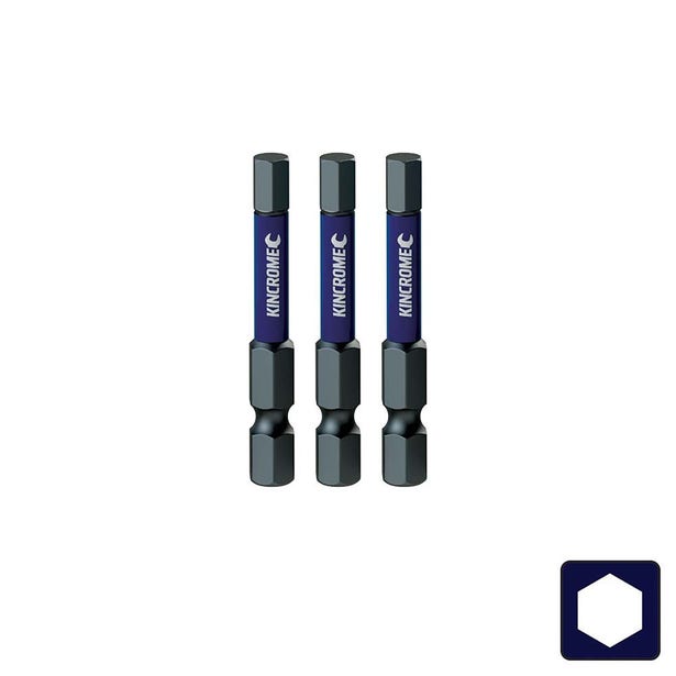 KINCROME 2 x 50mm Hex Impact Screwdriver Bit - 3 Piece K21303