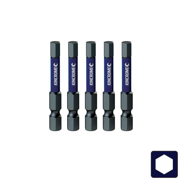 KINCROME 3 x 50mm Hex Impact Screwdriver Bit - 5 Piece K21322