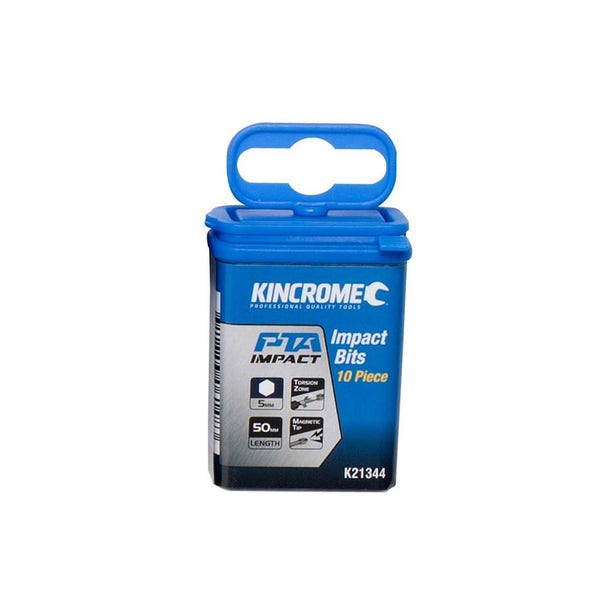 KINCROME 10 Piece 50mm Hex 5mm Impact Bit K21344