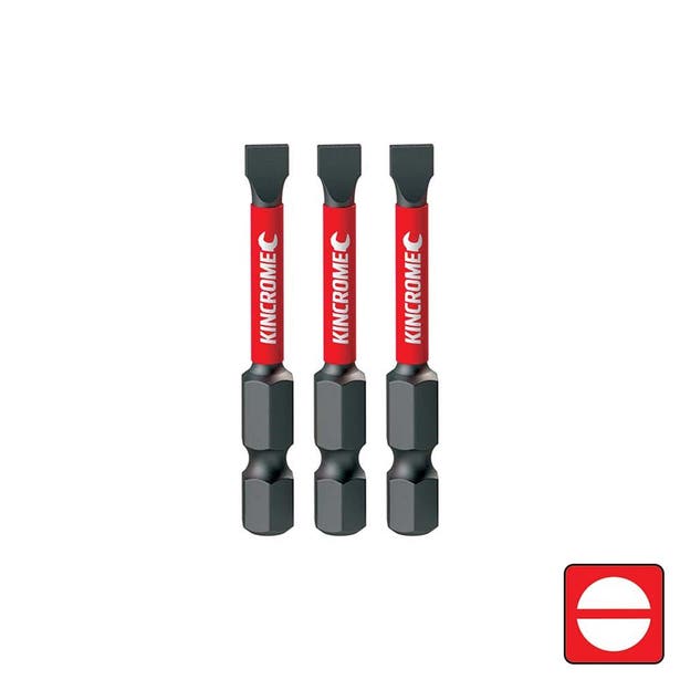 KINCROME 8 x 50mm Slotted Power Screwdriver Bit - 3 Piece K21461