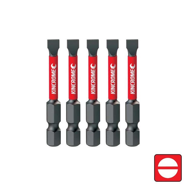 KINCROME 5.5 x 50mm Slotted Power Screwdriver Bit - 5 Piece K21454