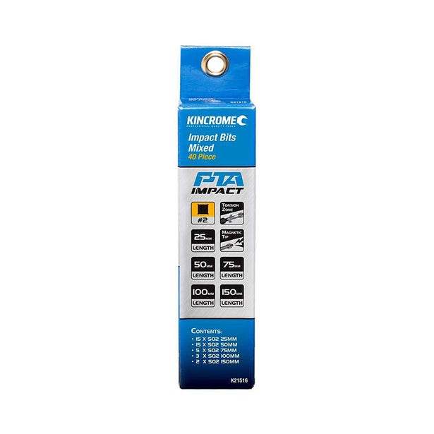KINCROME 40 Piece Square #2 Impact Bit Mixed Pack K21516