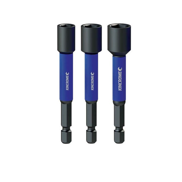 KINCROME 1/4-3/8inch x 65mm Magnetic Nutsetter Impact Bit Set - 3 Piece K21505