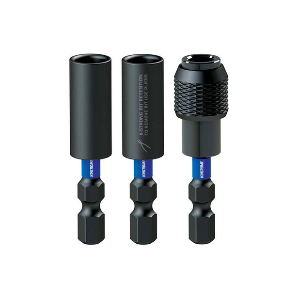 KINCROME 3 Piece 50mm Impact Magnetic Bit Coupler Mixed Pack K21510