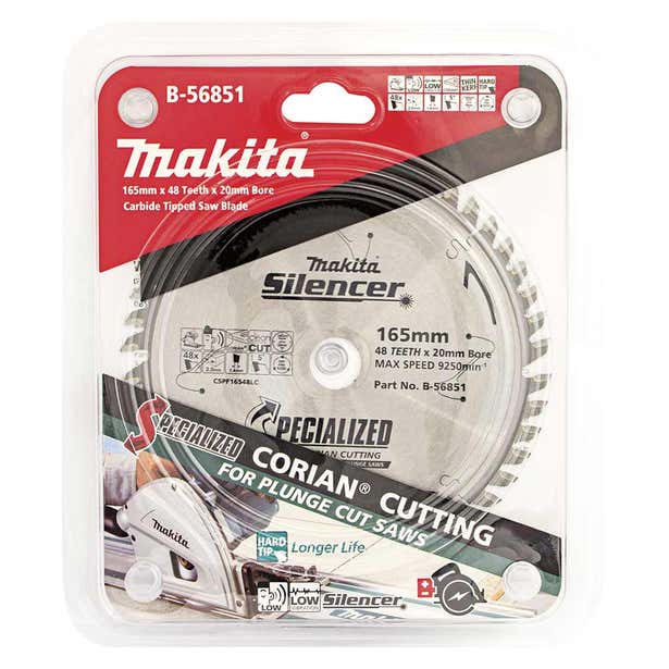 MAKITA 165mm 48T Corian 2mm Kerf Plunge Saw TCT Saw Blade B-56851