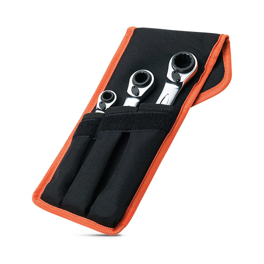Bahco S4RM3T 3pce Metric Reversible Ratcheting Ring End Spanner Set