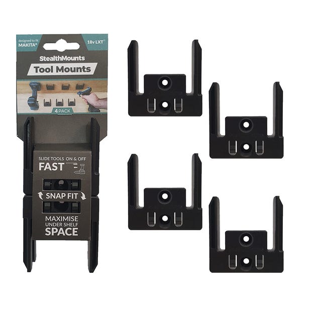 STEALTHMOUNTS Tool Mount Holder For Makita LXT Black - 4 Pack TM-MK18-BLK-4