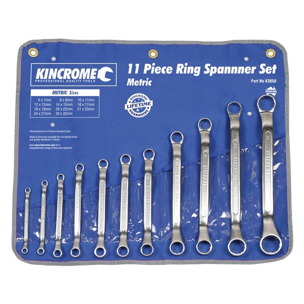 KINCROME 11 Piece Ring Spanner Set - Metric K3050