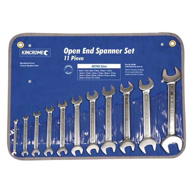 KINCROME 11 Piece Open End Spanner Set - Metric K3040
