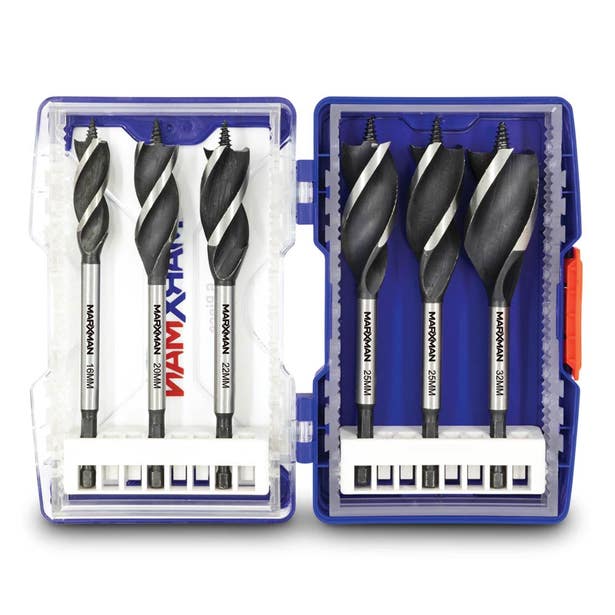 MARXMAN 16-32mm 1/4-Hex Spade Auger Wood Drill Bit Set - 6 Piece MSBAS6PC