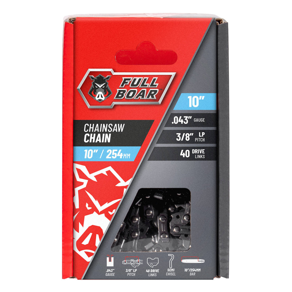 Full Boar 10" / 254mm Chainsaw Chain FBCSC-104340