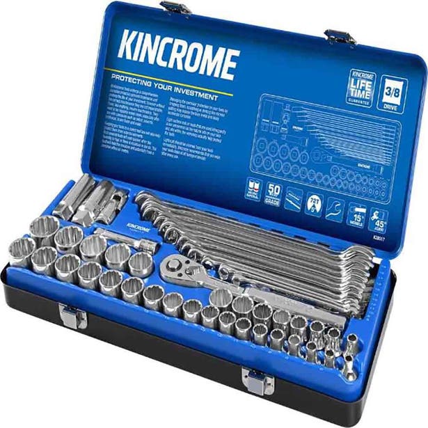 KINCROME 49 Piece 3/8" Drive Metric & Imperial Socket & Spanner Set K28017