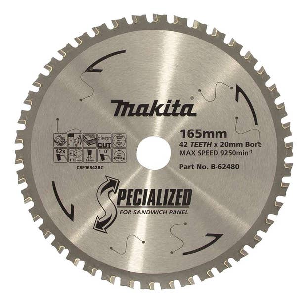 MAKITA 165mm x 20mm x 42T Cool Room Panel TCT Saw Blade B-62480