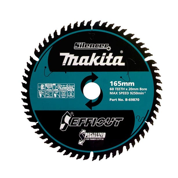 MAKITA 165mm x 20 x 60T Eficut Wood TCT Saw Blade B-69870