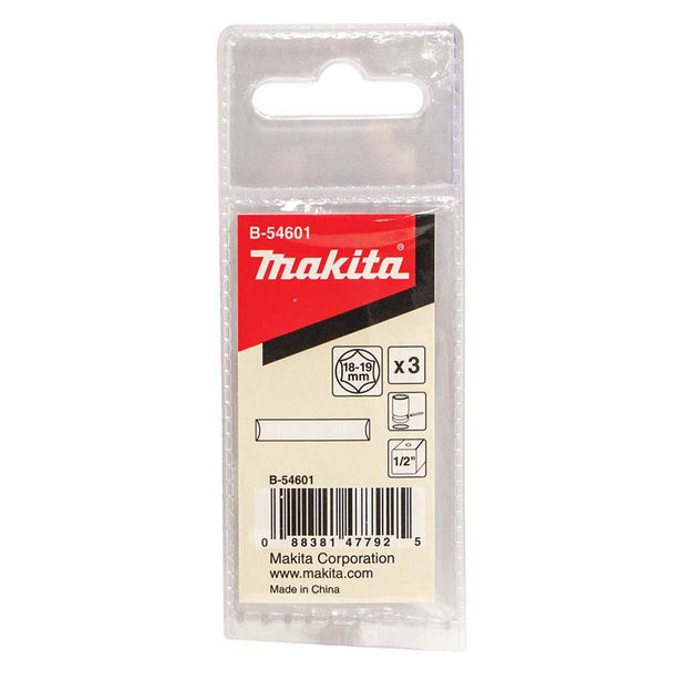 MAKITA Pin Set 1/2 Impact Socket 18mm & 19mm - 3 Piece B-54601