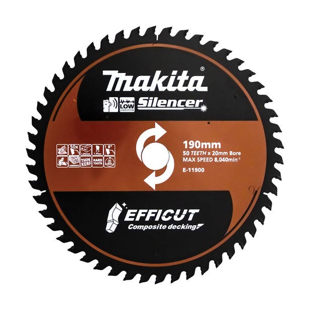 MAKITA 190 x 20 x 50T TCT EFFICUT Composite Decking Saw Blade E-11900