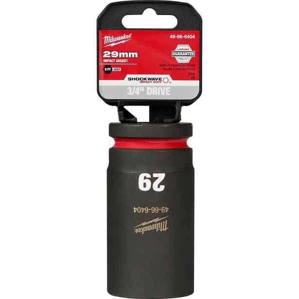 MILWAUKEE SHOCKWAVE 3/4inch Drive 29mm Deep 6 Point Impact Socket 49666404