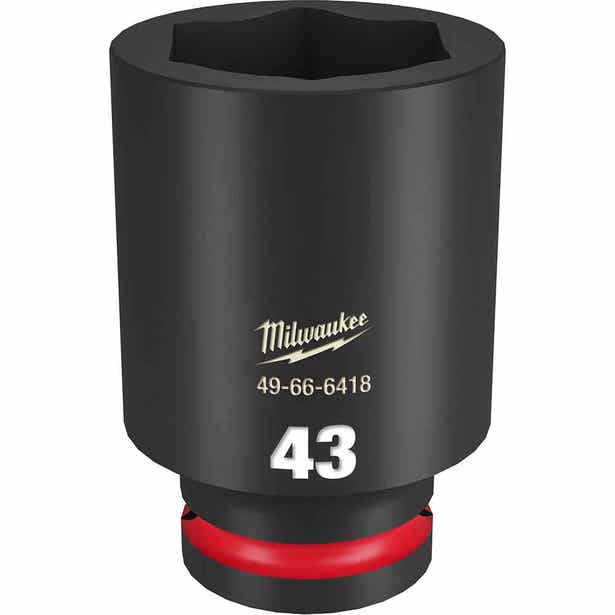 MILWAUKEE SHOCKWAVE 3/4inch Drive 43mm Deep 6 Point Impact Socket 49666418