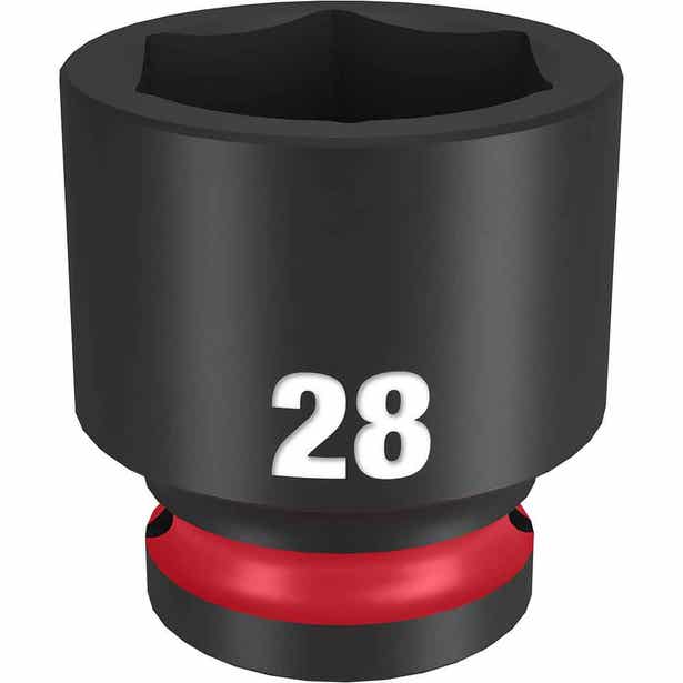 MILWAUKEE SHOCKWAVE 1/2" Drive 28mm Standard 6 Point Impact Socket 49666260