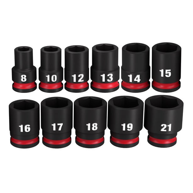 MILWAUKEE 11 Piece 3/8inch Drive 6 Point Shockwave Metric Standard Impact Socket Set 49667050
