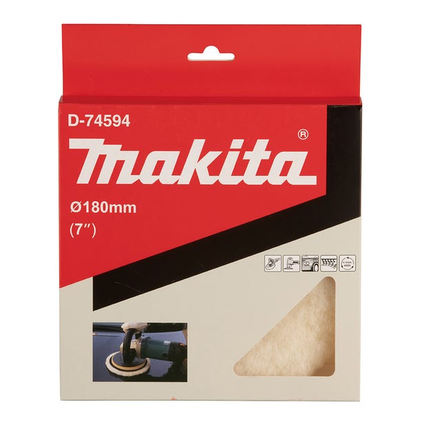 MAKITA 180mm Hook & Loop Lambswool Polishing Bonnet D-74594