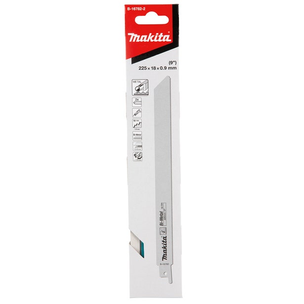 MAKITA 225mm 18TPI Bi-Metal Reciprocating Saw Blade for Metal Cutting - 2 Piece B-16782-2