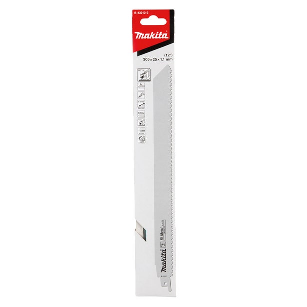MAKITA 305mm 8-10TPI Bi-Metal Reciprocating Saw Blade for Metal Cutting - 2 Piece B-43212-2