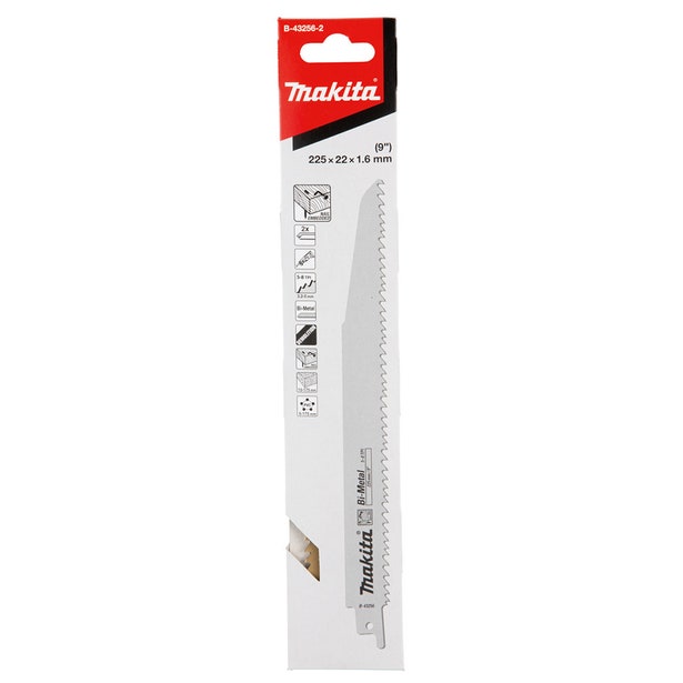 MAKITA 225mm 5-8TPI Bi-Metal Reciprocating Saw Blade for Metal Cutting - DEMO - 2 Piece B-43256-2