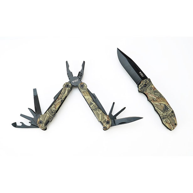 WoLF 2 Piece Camo Multi Tool & Knife Set WKM003