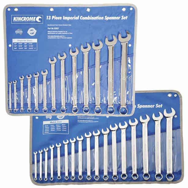 KINCROME 17Pc Metric & 13Pc Imperial Spanner Bundle Set K3028B