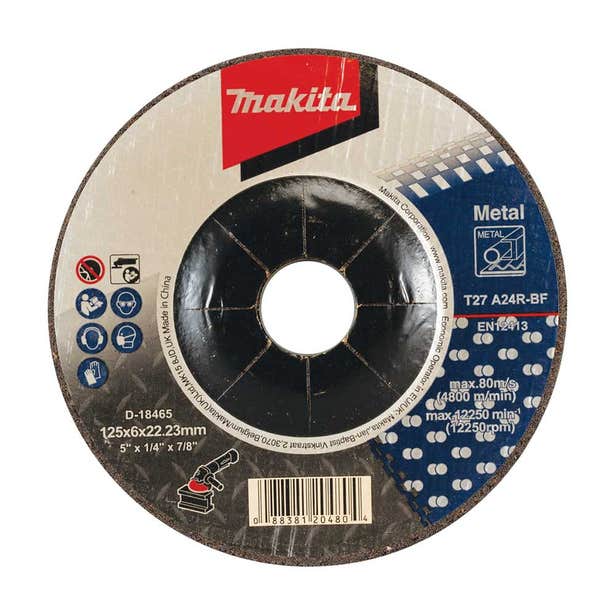 MAKITA 125x6x22.23mm Metal Grinding Disc - 20 Piece D-18465-20
