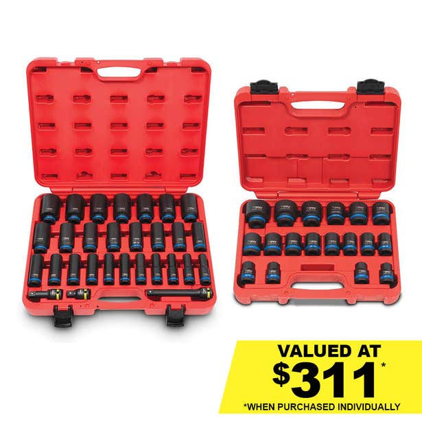 TTI 29 Piece 1/2" Drive Deep Impact Socket Set w/ Bonus 18 Piece 1/2" Drive Impact Socket Set TTISS29181