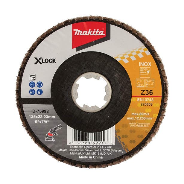 MAKITA 125mm 36-Grit Zirconia Angled Flap Disc - INOX D-75998