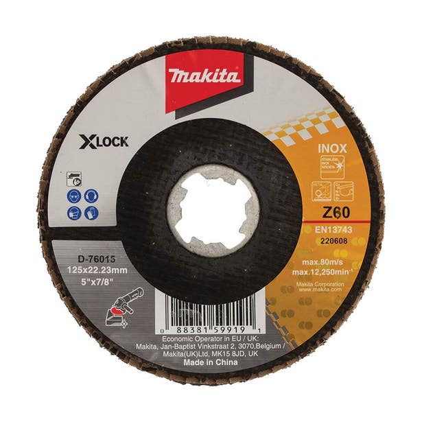 MAKITA 125mm 60-Grit Zirconia Angled Flap Disc - INOX D-76015