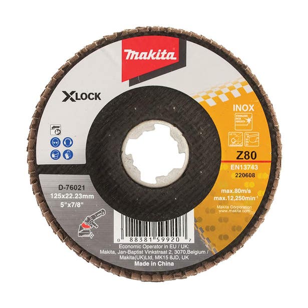 MAKITA 125mm 80-Grit Zirconia Angled Flap Disc - INOX D-76021