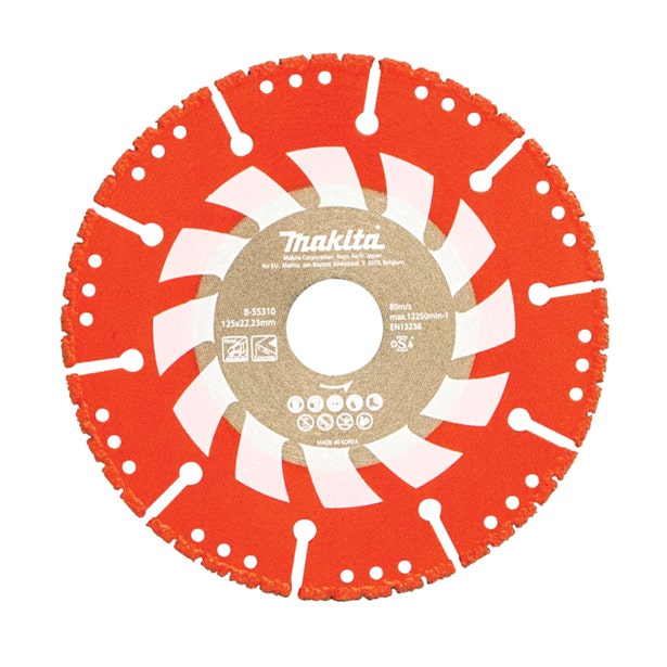 MAKITA 125 x 22.2mm Brazed Rescue G/Purp Diamond Blade B-55310