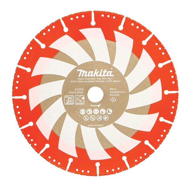 MAKITA 230 x 22.2mm Brazed Rescue G/Purp Diamond Blade B-55326