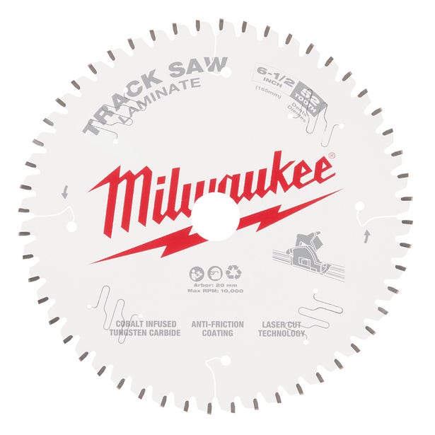 MILWAUKEE 165mm 52T TCT Track Saw Blade for Laminate/Aluminium Cutting 48400643
