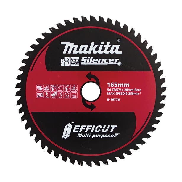 MAKITA 165mm 54T TCT Circular Saw Blade for Multi-Purpose Cutting - Multimaterial E-16776